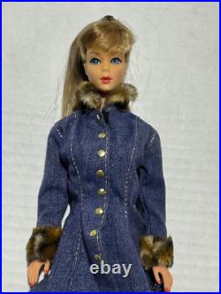 Vintage Mattel Twist'n Turn Barbie Doll 1966 Japan Sand Ash Blonde Denim Dress