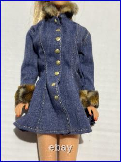 Vintage Mattel Twist'n Turn Barbie Doll 1966 Japan Sand Ash Blonde Denim Dress