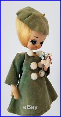 Vintage Mid Century Mod Big Eyes Doll Herman Pecker Japan 15 Ex Condition