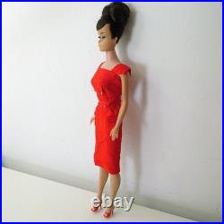 Vintage Midge Barbie Doll 1962 Mattel Brunette with Red Sheath Dress & Cape
