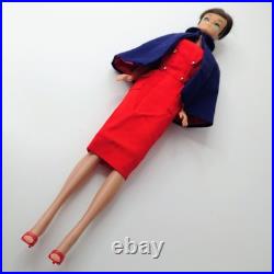 Vintage Midge Barbie Doll 1962 Mattel Brunette with Red Sheath Dress & Cape