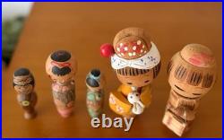 Vintage Mini Kokeshi Set of 5 Japanese Wooden Dolls 7.5-12cm Collectible 15+