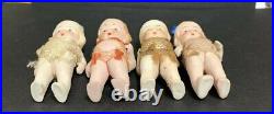 Vintage Miniature Dollhouse Family Dolls Bisque Jointed Arm Japan Lot of 4 Dolls