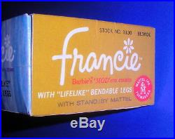 Vintage Mod 1966 Blonde Bendable Leg Francie Barbie 1130 Japan Original Box