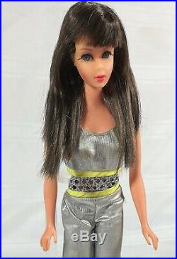 Vintage Mod Twist Turn TNT Barbie Brunette Silver Polish 1492 Jumpsuit Japan