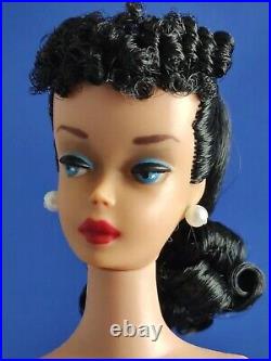 Vintage Ooak #4 Rerooted Raven Black Haired Ponytail Barbie