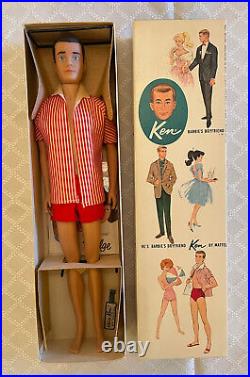 Vintage Original 1961 Ken Doll #750 PH Swim Suit Red Striped Outfit Complete