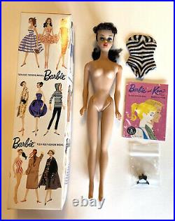 Vintage Original Barbie Ponytail #5 Brunette with Accessories & Repro Box