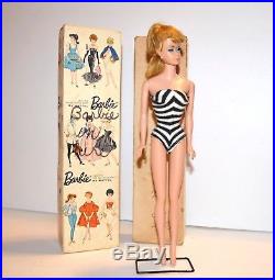 Vintage Original Blonde Ponytail Barbie Doll In Clothes 1960s Mattel Japan Box