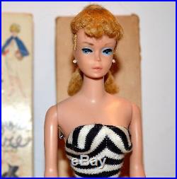 Vintage Original Blonde Ponytail Barbie Doll In Clothes 1960s Mattel Japan Box
