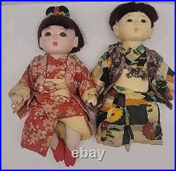 Vintage Pair Japanese Ichimatsu Dolls Boy & Girl All Original Clothes Rare 14