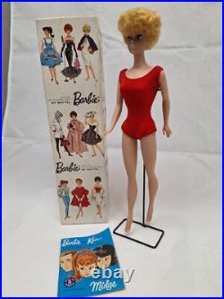 Vintage Platinum Barbie Doll #6 Bubblecut in Box withStand Mattel Japan 1962