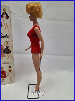 Vintage Platinum Barbie Doll #6 Bubblecut in Box withStand Mattel Japan 1962