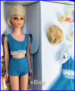 Vintage Platinum Blonde HAIR HAPPENIN'S Francie Doll Complete 2pc Swimsuit n Box