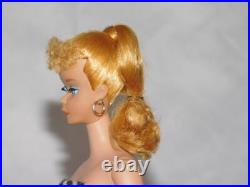 Vintage Ponytail Barbie #4 Blonde Hair, Solid Body, Hoop Earrings, Stand Japan