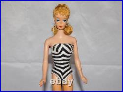Vintage Ponytail Barbie #4 Blonde Hair, Solid Body, Hoop Earrings, Stand Japan