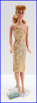 Vintage Ponytail Barbie #6/7 Ash Blonde In Golden Girl Dress WithPurse