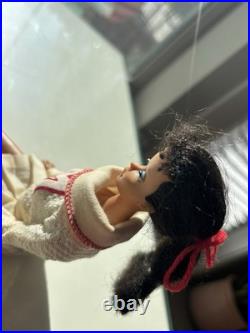 Vintage Ponytail Barbie Doll #3/4 Brunette Flocked Tm Pats Pending Japan