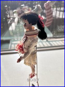 Vintage Ponytail Barbie Doll #3/4 Brunette Flocked Tm Pats Pending Japan