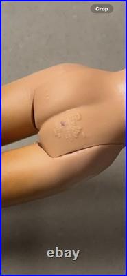 Vintage Ponytail Barbie Doll #3/4 Brunette Flocked Tm Pats Pending Japan