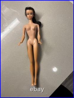 Vintage Ponytail Barbie Doll #3/4 Brunette Flocked Tm Pats Pending Japan