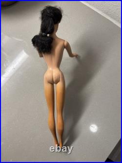 Vintage Ponytail Barbie Doll #3/4 Brunette Flocked Tm Pats Pending Japan