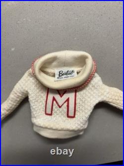 Vintage Ponytail Barbie Doll #3/4 Brunette Flocked Tm Pats Pending Japan