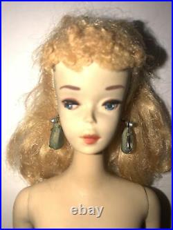 Vintage Ponytail Barbie Doll #3 Blonde Hair Brown EyelinerCreamy White Skin Exc