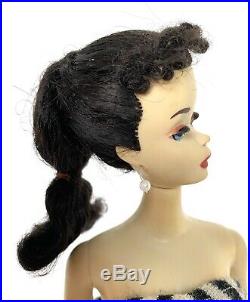 Vintage Ponytail Barbie Doll Brunette Hair Brown Eyeliner With Accessories