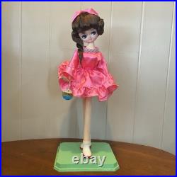 Vintage Posable Doll Big Eyes Japan Pink Dress 19 Inch Fashion Doll