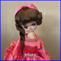 Vintage Posable Doll Big Eyes Japan Pink Dress 19 Inch Fashion Doll