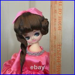 Vintage Posable Doll Big Eyes Japan Pink Dress 19 Inch Fashion Doll