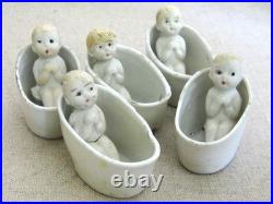 Vintage Quintuplet Penny Doll Set, Antique Porcelain Made in Japan Toys