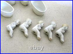Vintage Quintuplet Penny Doll Set, Antique Porcelain Made in Japan Toys