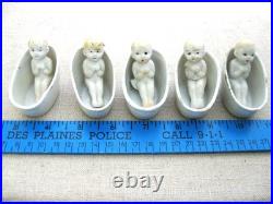 Vintage Quintuplet Penny Doll Set, Antique Porcelain Made in Japan Toys