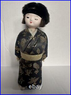 Vintage Rare Japanese ichimatsu doll Pair Silk Kimonos Antique Handcrafted