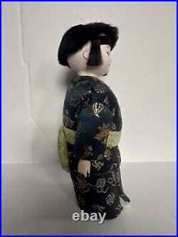 Vintage Rare Japanese ichimatsu doll Pair Silk Kimonos Antique Handcrafted