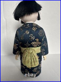 Vintage Rare Japanese ichimatsu doll Pair Silk Kimonos Antique Handcrafted