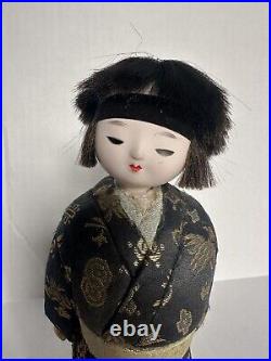 Vintage Rare Japanese ichimatsu doll Pair Silk Kimonos Antique Handcrafted