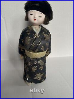 Vintage Rare Japanese ichimatsu doll Pair Silk Kimonos Antique Handcrafted