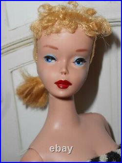 Vintage STUNNING EARLY #4 PONYTAIL BARBIE SOLID HEAVY TM BODY ORIGINAL SWIMSUIT