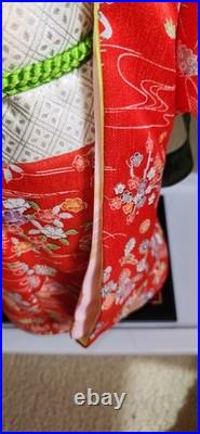 Vintage Sekiguchi Japan Ichimatsu 17 Doll Red Crepe Kimono Glass Eyes Stand-Box Vintage Sekiguchi Japan Ichimatsu 17 Doll Red Crepe Kimono Glass Eyes Stand-Box