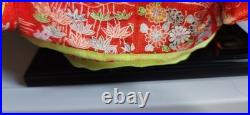 Vintage Sekiguchi Japan Ichimatsu 17 Doll Red Crepe Kimono Glass Eyes Stand-Box
