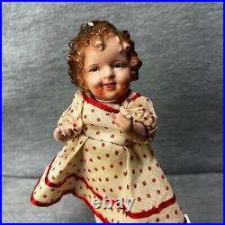 Vintage Shirley Temple Composition Doll 8in Japan Crazing Molded Hair READ