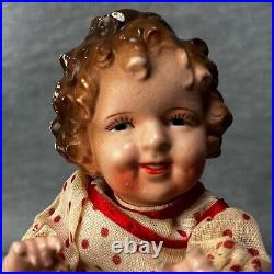 Vintage Shirley Temple Composition Doll 8in Japan Crazing Molded Hair READ
