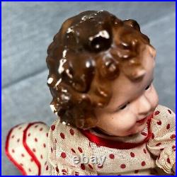 Vintage Shirley Temple Composition Doll 8in Japan Crazing Molded Hair READ