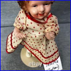 Vintage Shirley Temple Composition Doll 8in Japan Crazing Molded Hair READ