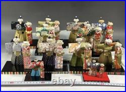 Vintage Showa Washi Paper Dolls Hina Stand Set Twelve Pieces Japanese Craft