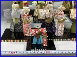 Vintage Showa Washi Paper Dolls Hina Stand Set Twelve Pieces Japanese Craft
