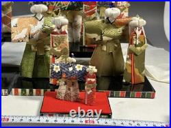 Vintage Showa Washi Paper Dolls Hina Stand Set Twelve Pieces Japanese Craft
